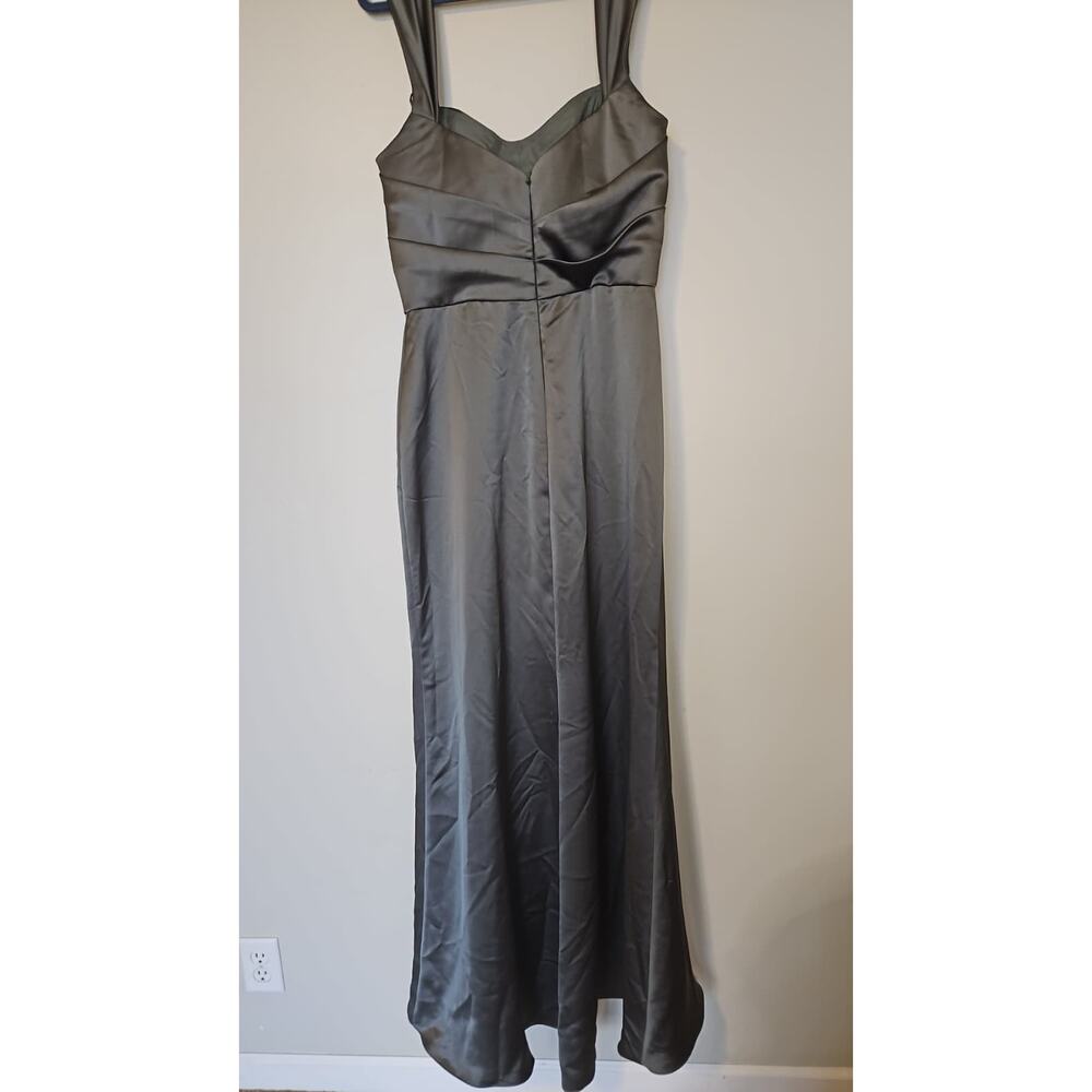 AmSale Satin Evening Gown Gray Draped Bodice Formal Dress Size 14 NWT - Picture 3 of 7
